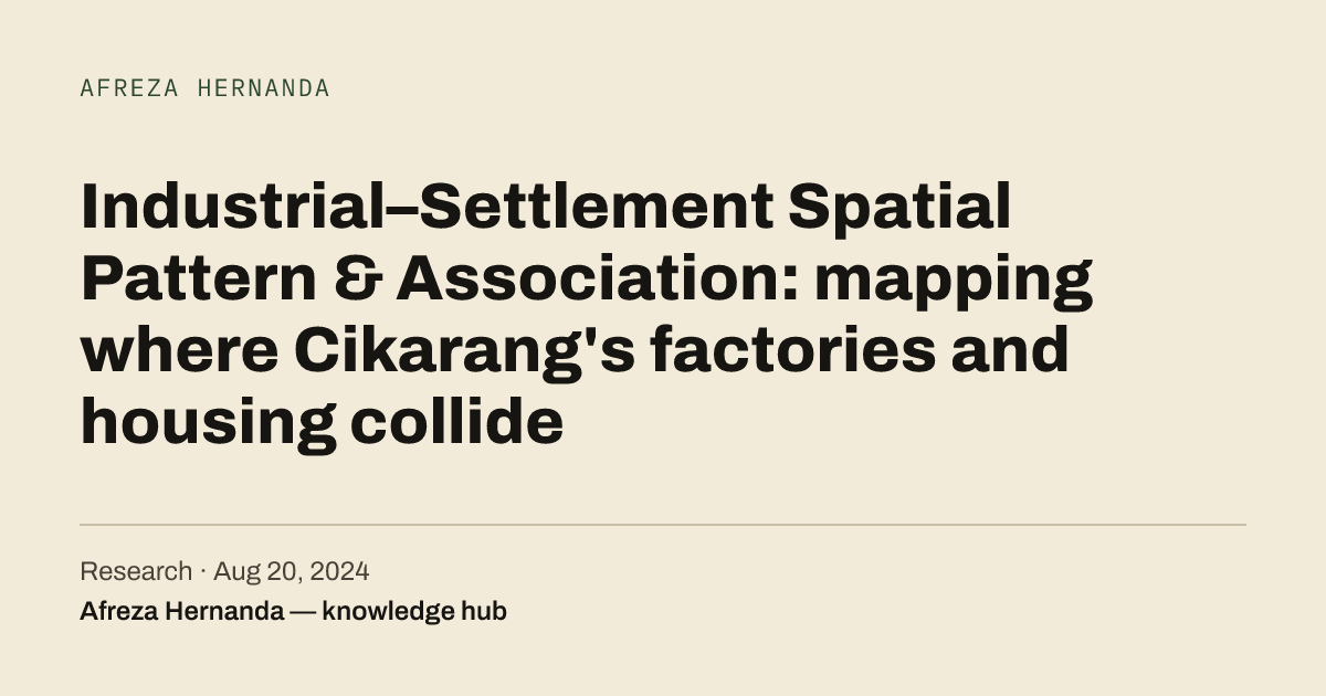 Industrial–Settlement Spatial Pattern & Association: mapping where ...